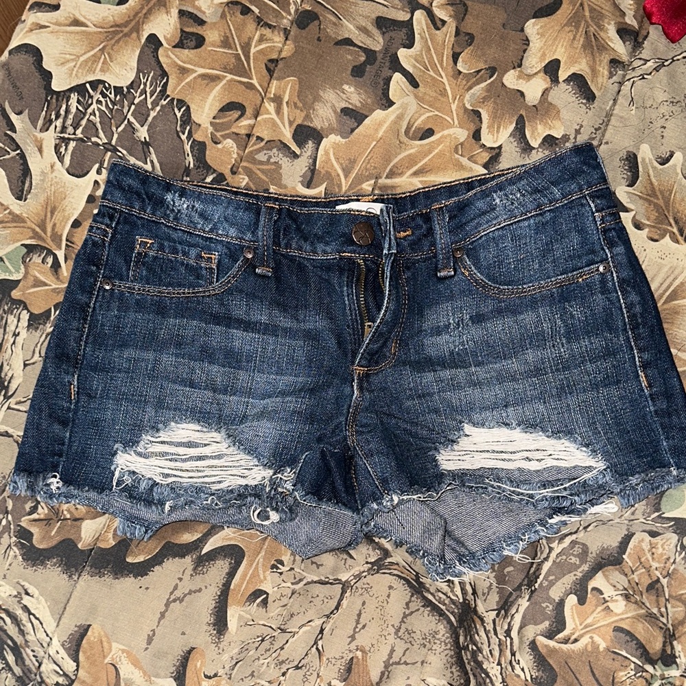 Jessica Simpson Dark Blue Distressed Jean Shorts